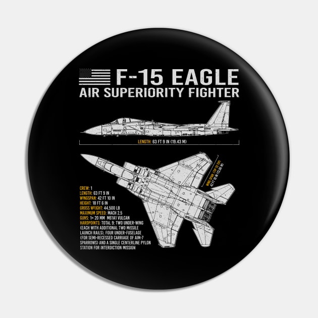 F-15 Eagle Blueprint Pin by BeesTeez