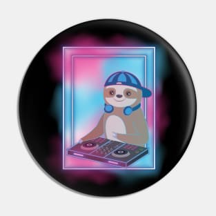 Cute Baby Sloth Playing Dj With Headphones Pin