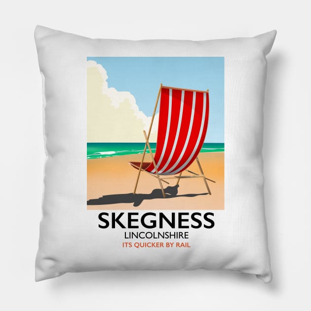 Skegness Lincolnshire beach poster Pillow by nickemporium1