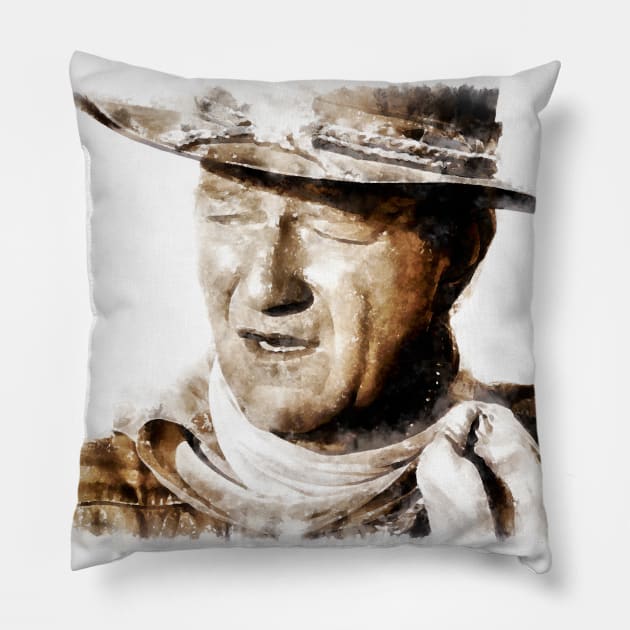 The portrait of John Wayne Pillow by Ryan Rad