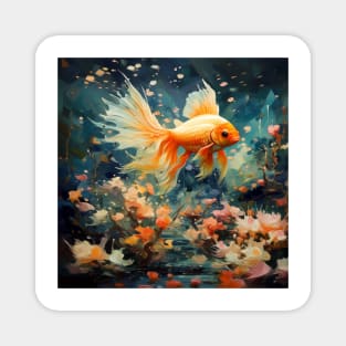 Goldfish in a Floral Pond Magnet