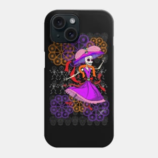 the gardenia catrina in magical silver night calavera ecopop Phone Case