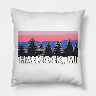 Yooper Life Hancock MI Blush Sunset Pine Tree Sunset Pillow