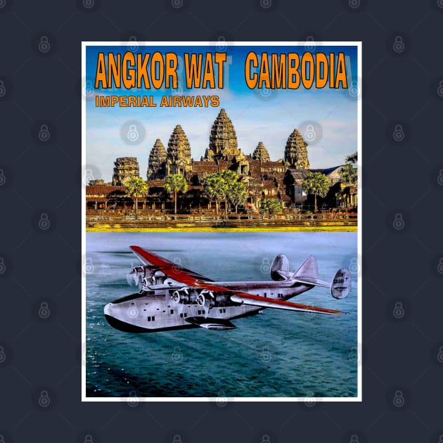 ANGKOR WAT CAMBODIA Vintage Imperial Airways Travel and Tourism Advertising Print by posterbobs