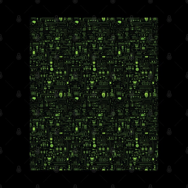 Network Circuit Design in Green and Black by RRMStudios