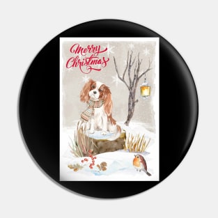 Cavalier King Charles Spaniel Merry Christmas Santa Dog Pin