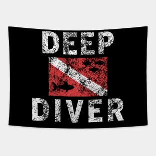 Diving Deep Sea Fish Shark Diver Gift Tapestry