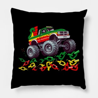 Juneteenth Monster Truck Drives Over Chains Pillow