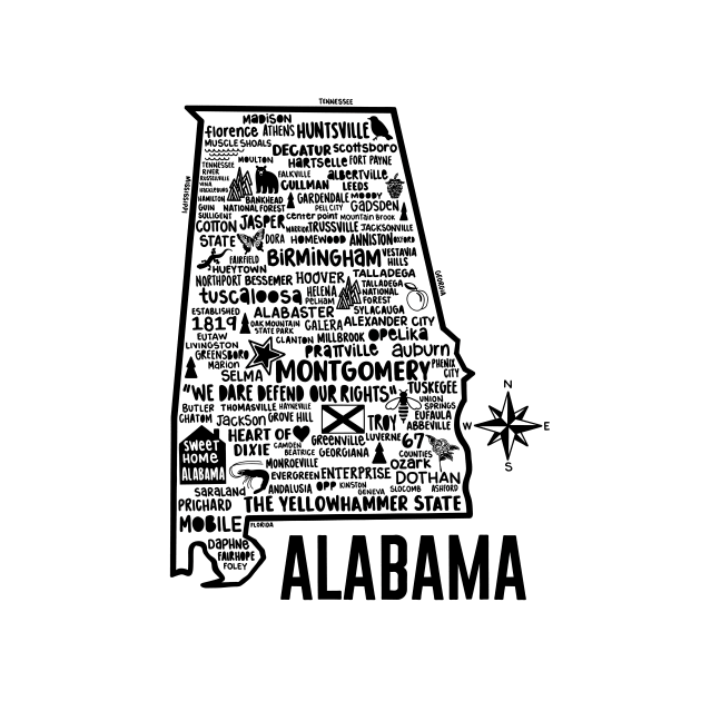 Alabama Map by fiberandgloss