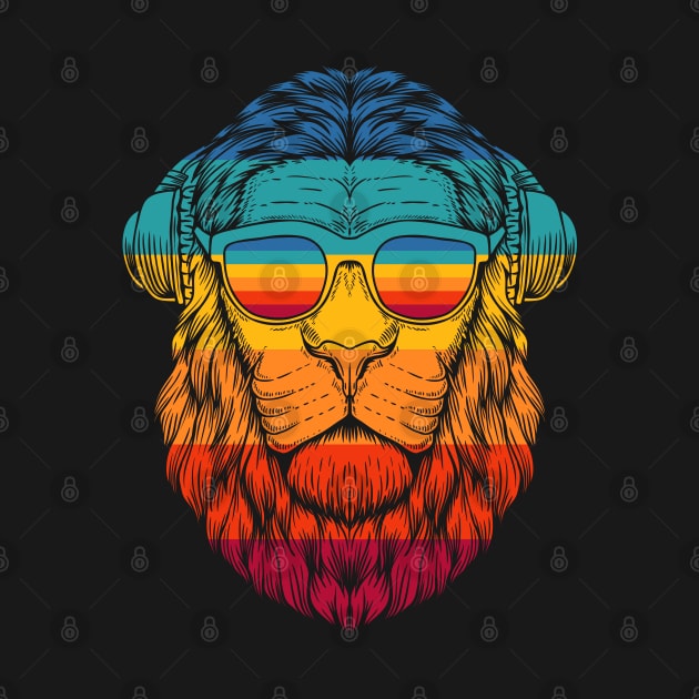 Retro Lion Headphones by Dojaja