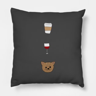 Coffee, Wine and Cats Pillow