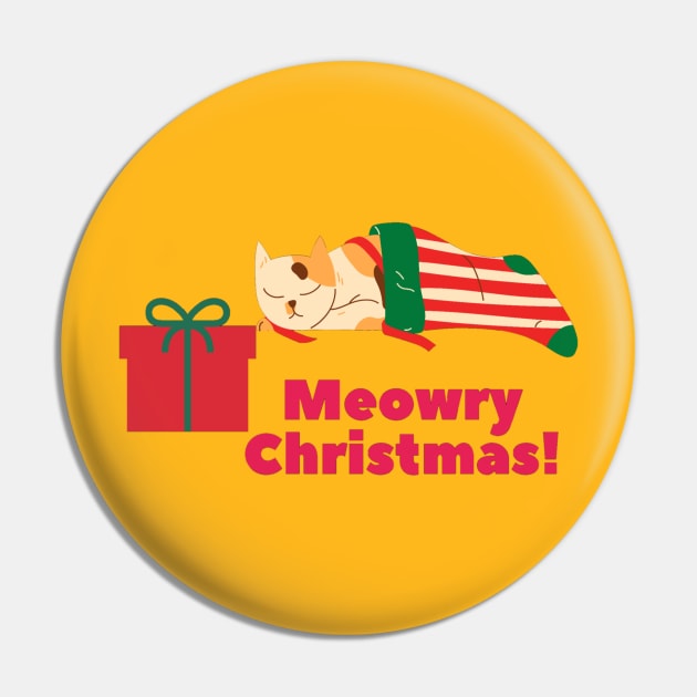 Meowry Christmas - Merry Christmas Cat Pin by Christamas Clothing