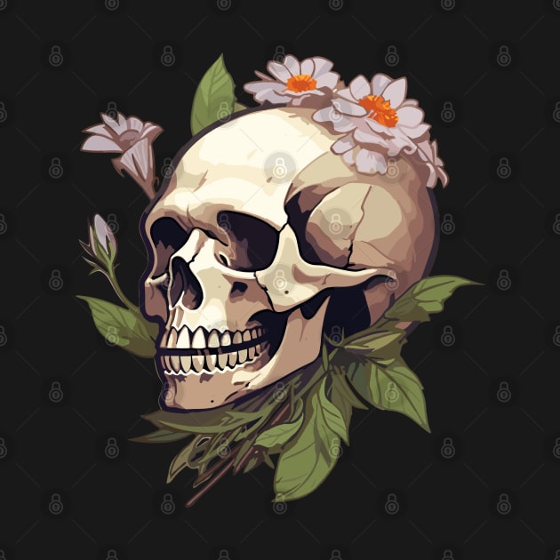 Bones And Botany Skull and Flowers design by DesginsDone