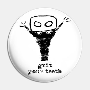 Bloody Mario - the Italian vampire – Grit your teeth (black on white) Pin