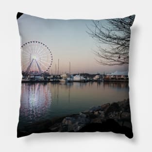 Sunset by the ocean city in USA photography design carousel Pillow