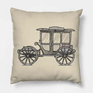 Line art of a Horse-drawn carriage Pillow