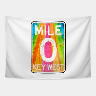 Copy of Mile 0 Key West Florida A1A Rainbow Tapestry