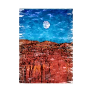 Full Moon Over The Red Mountain Range. For Moon Lovers. T-Shirt