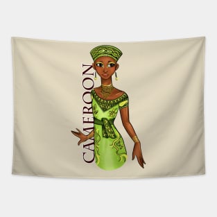 Black is Beautiful - Cameroon Africa Melanin Girl in traditional outfit Tapestry