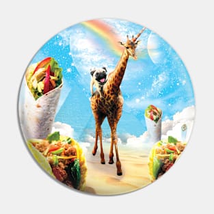 Pug Riding Unicorn Giraffe in the World of Mexican Dishes Pin