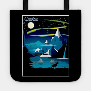 Alaska Northern Lights Travel and Tourism Arctic Advertising Print Tote