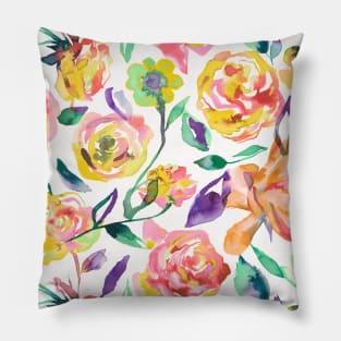 Watercolor roses colors-Yellow Pillow