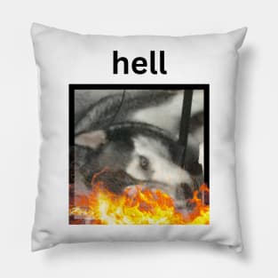 Crazy Funny Husky Dog On Fire Hell Caption Pillow