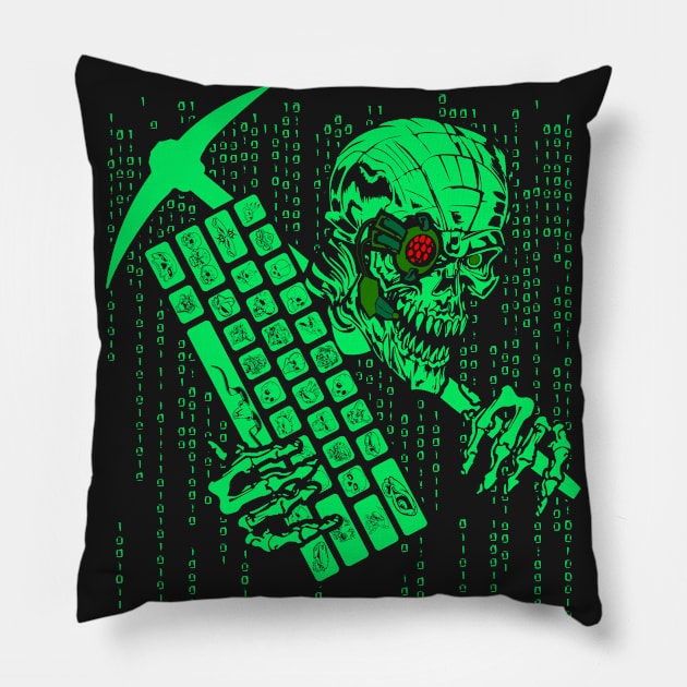 Crypto Miner Computer Code Monster Pillow by Xeire