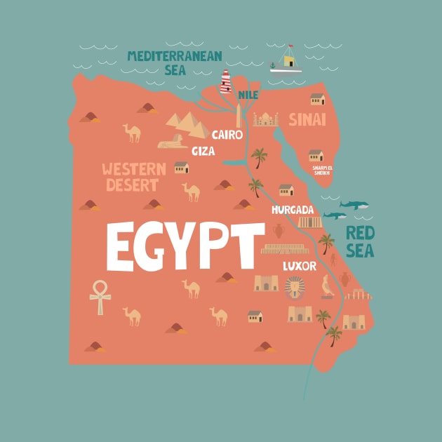 Egypt illustrated map by JunkyDotCom