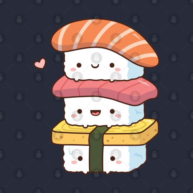 Cute Japanese Food Trio Sushi by rustydoodle