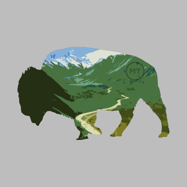 Montana Bison Nature Silhouette by IORS