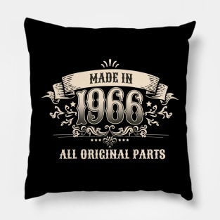 Retro Vintage Birthday Made in 1966 All Original Parts Pillow