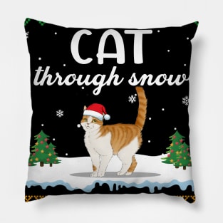 Cat Through Snow Funny Christmas Costume Pillow