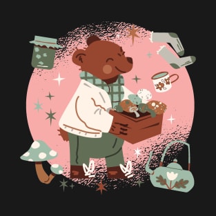 bear surrounded by autumn elements T-Shirt