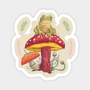 mushroom, frog, cottagecore, toad, cute, Magnet