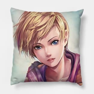 Hot Blonde Anime Girl with Short Hair Pillow
