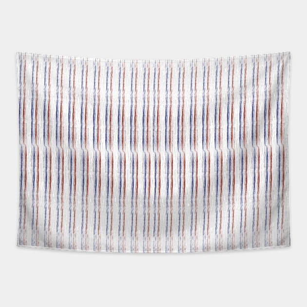 Thin Lines Blue Red White Tapestry by PSCSCo