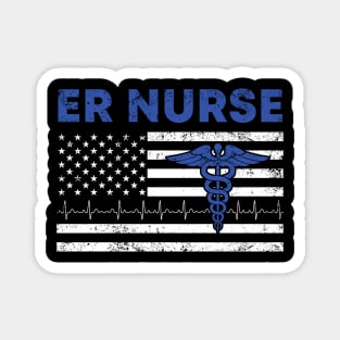 Emergency Room with American Flag Vintage - ER Nurse Magnet