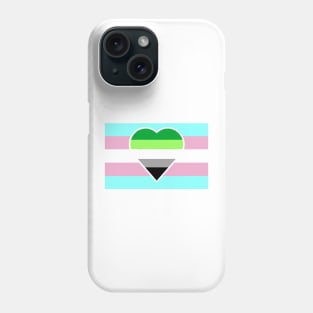 Transgender Pride Flag with Aromantic Heart (White-Stripe Variant) Phone Case