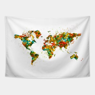 Map of the World watercolor Tapestry