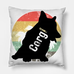 Corgi With Retro Sunset #7 Pillow