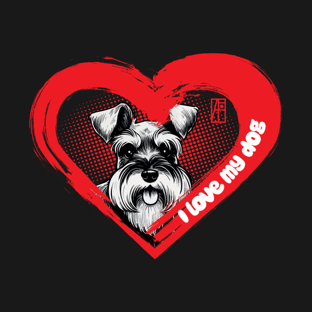 I Love My Miniature Schnauzer - Good companion dog - I Love my dog by ArtProjectShop