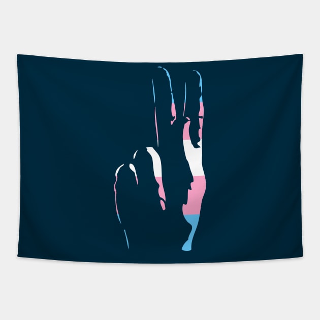 trans pride peace sign Tapestry by chromatosis