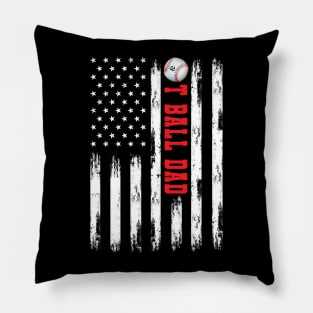 T-BALL DAD WHITE AMERICAN FLAG RED Pillow