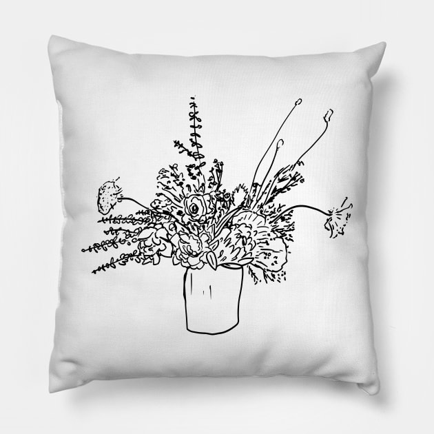 Flower Arrangement Sketch Pillow by Annelie