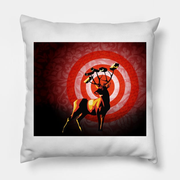 DEER WATCH pop art illustration print Pillow by SFDesignstudio