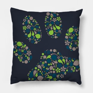 Paw Print in Modern Paisley Design Pillow