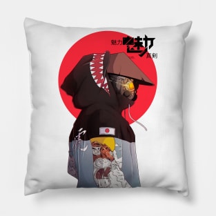 Vaporwave Cyberpunk Cyborg Samurai Pillow