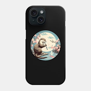 Aquatic Animal Vintage Sunset Art Floral Japanese Otter Phone Case