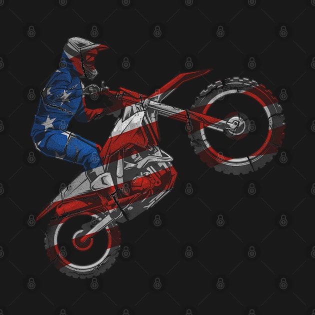 Dirt bike us flag motocross/ Bike Lovers Gift by UranusArts